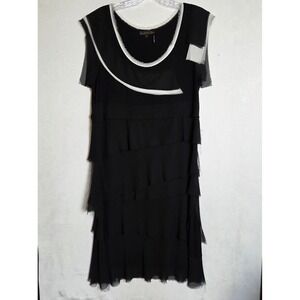 Jane & John Black Tiered Dress Medium Raw Edge Chiffon Avant Garde Indie Sleeze